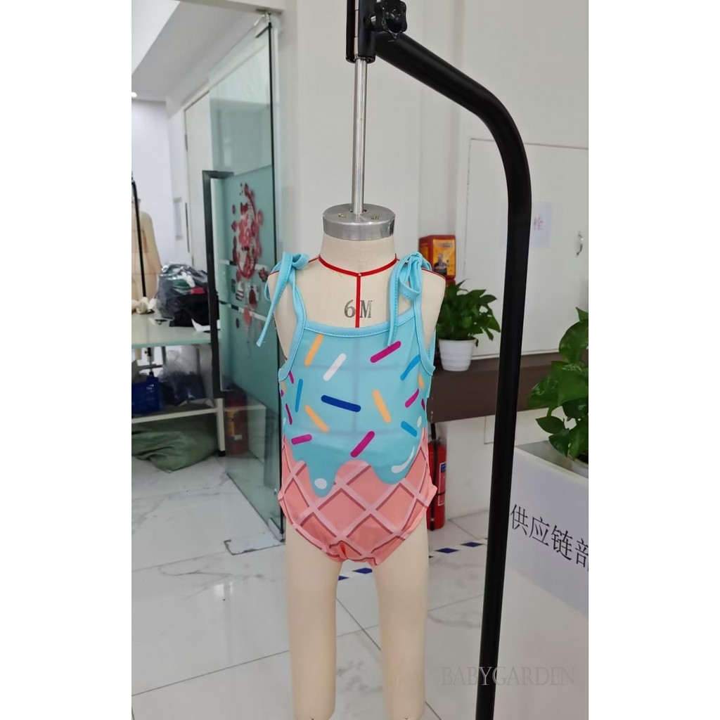 / / -6Month-4 Tuổi Đồ bơi in kem không tay co giãn cho bé gái Đồ bơi một mảnh cho bãi biển mùa hè