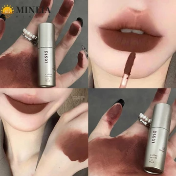 Son môi bùn môi màu nâu MINLIA, Son môi màu nâu nhạt di động Màu nâu đậm Matte Lip Gloss, Son bóng dạng lỏng Tint Mud Cốc chống dính Chống thấm nước Matte Liquid Lipstick Trang điểm