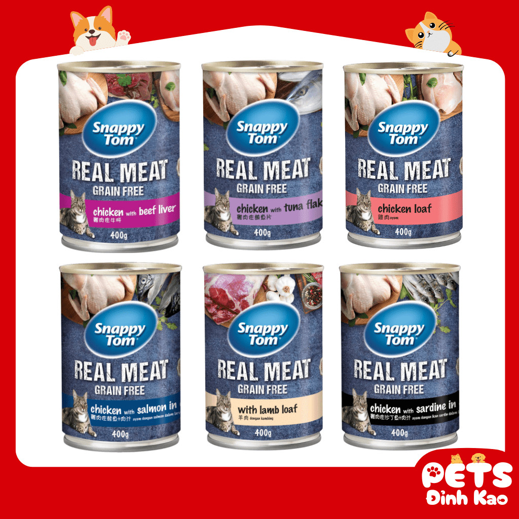 Combo Pate Thức Ăn Ướt Snappy Tom Real Meat Cho Mèo Trưởng Thành - Lon ...