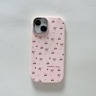 Ốp Điện Thoại Cut Bow Cherry Love Cho OPPO F9 F11 Pro A3S A5S A53 A5 A9 2020 A52 A72 A92 A38 A18 A15 A15S A54 A58 A57 A77 Reno 5Z 6Z 7Z 8Z Vỏ Mạ Ống Kính Kim Loại Mềm