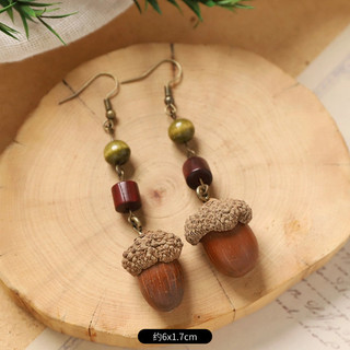 Retro Handmade Thực Vật Bông Tai Trái Cây Văn Học Phong Cách Dân Tộc Truyền Thống Trung Quốc Y Học Trái Cây Khô Niche Sáng Tạo