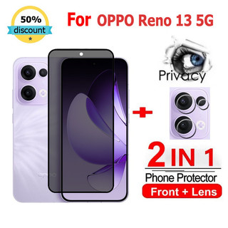 2 in 1 Kính cường lực OPPO Reno 13 5G cường lực bảo vệ chống gián điệp bảo vệ màn hình phủ đầy đủ cho OPPO Reno 13F 12 11F 12F 8T 10 Pro Plus A80 A60 A40 A18 A58 A79 A59 A98 A78 A96 A3X 5G Glass Film Camera Protecto