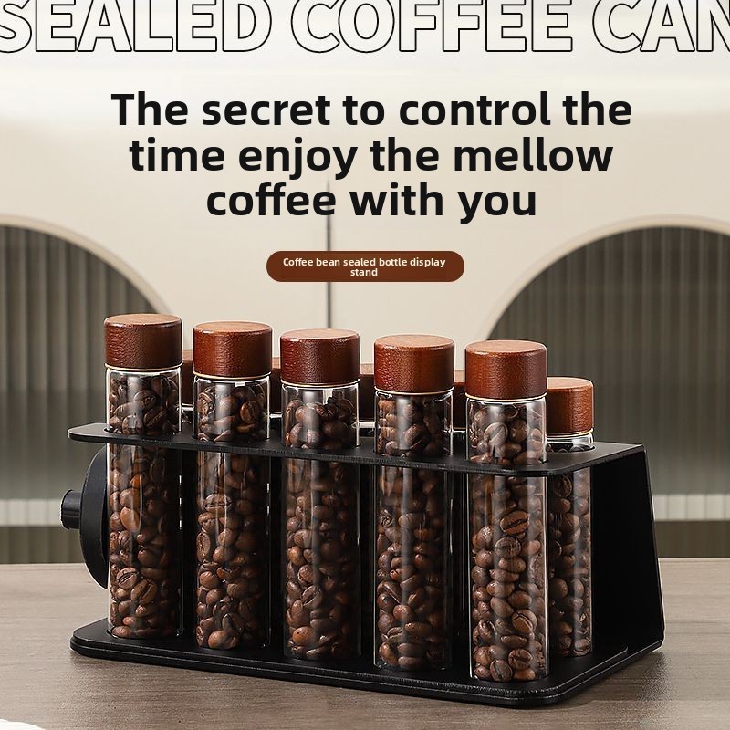 Cà Phê Đậu Bảo Quản Hộp Đựng Ống Hiển Thị Giá Trà Chai Thủy Tinh Đơn Liều Espresso Phụ Kiện Cà Phê Bộ Barista Dụng Cụ Quà Tặng