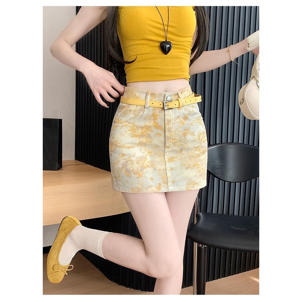 Thắt Lưng Cao Cấp Chữ A Váy Nữ Mùa Hè Nóng Cô Gái Ôm Hơn Nhìn Pettiskirt Váy Nhỏ Chặt