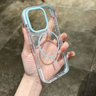 Ốp điện thoại hút từ tính khung màu nâng cao cho iPhone16 15 14 13 12 Pro Max bảo vệ camera chống sốc chống rơi mặt sau cứng