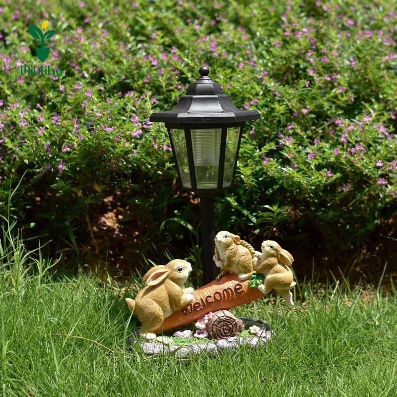 Tượng sân vườn ngoài trời Miulika có đèn ngoài trời năng lượng mặt trời Quà tặng đồ trang trí đáng yêu Đồ thủ công Hình tượng điêu khắc nhựa nhẹ cho sân vườn Sân cỏ