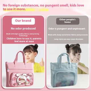 Kawaii Hướng Dẫn Túi Xách Tay Học Tập Cầm Tay Dung Tích Lớn Văn Phòng Phẩm Hộp Bảo Quản Dây Kéo Túi Vải Nhiều Lớp Tập Tin Làm Việc Túi Bảo Quản Thích Hợp Cho Gia Đình Sau Giờ Học
