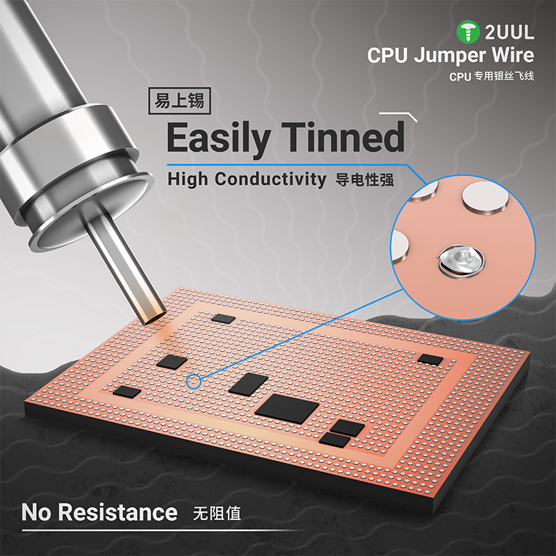 Dây nhảy CPU siêu mềm 2UUL FX-002S - Cáp dẫn điện 0,01mm Cuộn 100m để sửa chữa bo mạch chủ PCB & iPhone Micro-Soldering