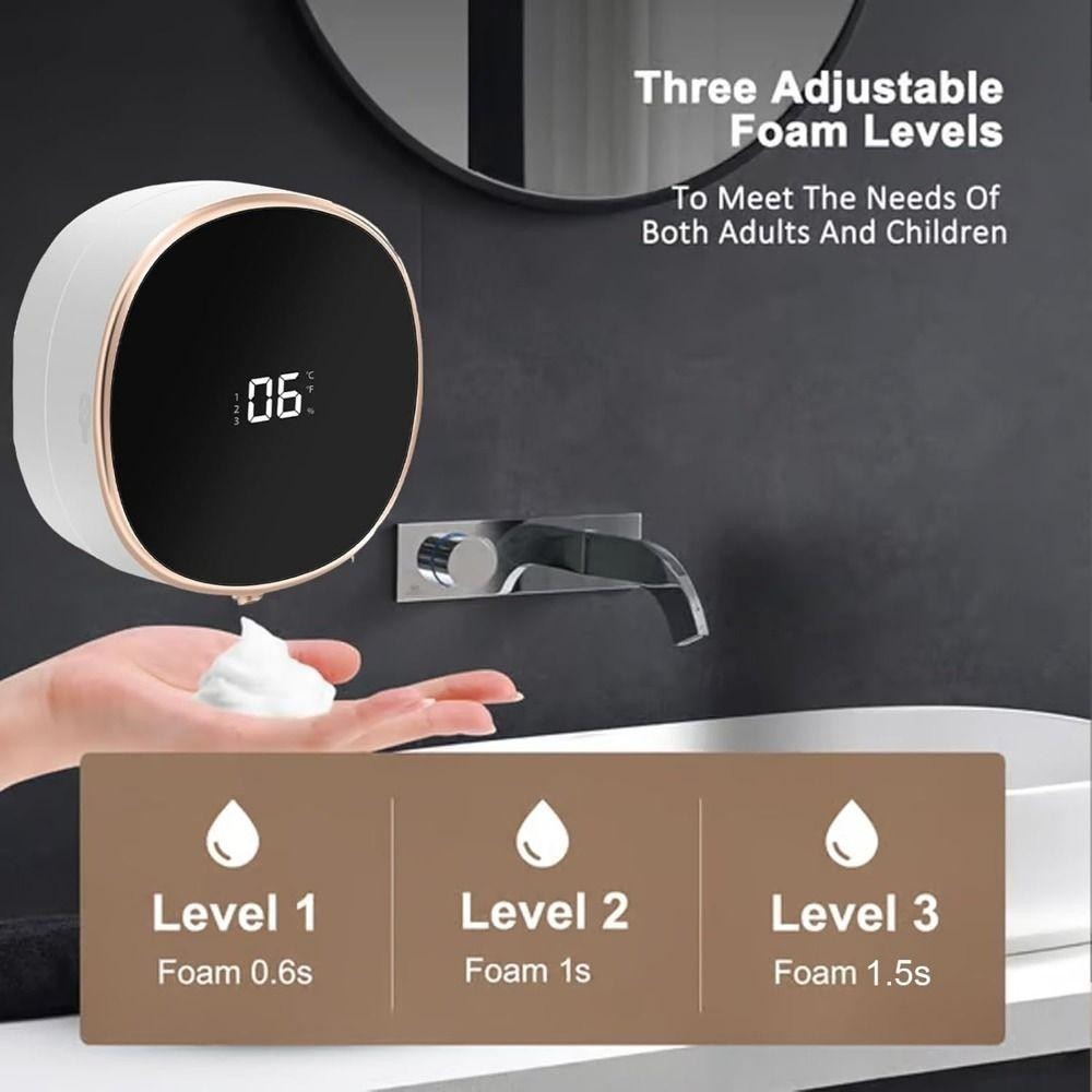 Hộp đựng xà phòng xốp tự động AWNGD, Hộp đựng xà phòng không chạm có thể sạc lại tự động, Giá treo tường Máy tạo bọt cảm biến chuyển động thông minh 280ml Hộp đựng chất lỏng cho phòng tắm Nhà bếp