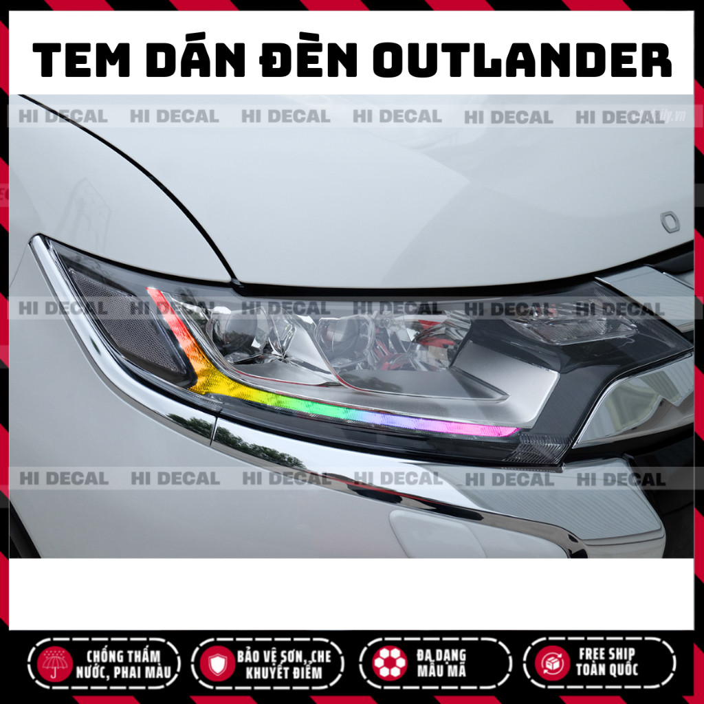 Tem dán đèn Outlander, decal dán đổi màu bảo vệ đèn Outlander dán đèn trang trí xe chống nước bền màu