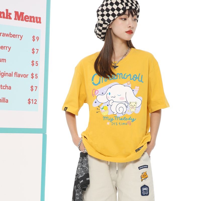 2025 Cinnamoroll Đồ Họa Áo Thun Nữ Tay Ngắn Cho Nữ Ấm Áp Phong Cách Hoạt Hình Phong Cách Mùa Hè Thường Ngày Hàng Đầu