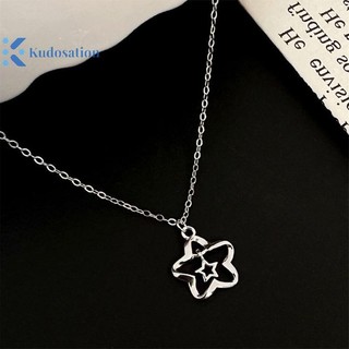 Kudosation Thời Trang Y2k Rỗng Ra Hợp Kim Ngôi Sao Mặt Dây Chuyền Vòng Cổ Cho Bé Gái Màu Bạc Đơn Giản Vòng Cổ Nữ Hợp Thời Trang Dự Tiệc Trang Sức