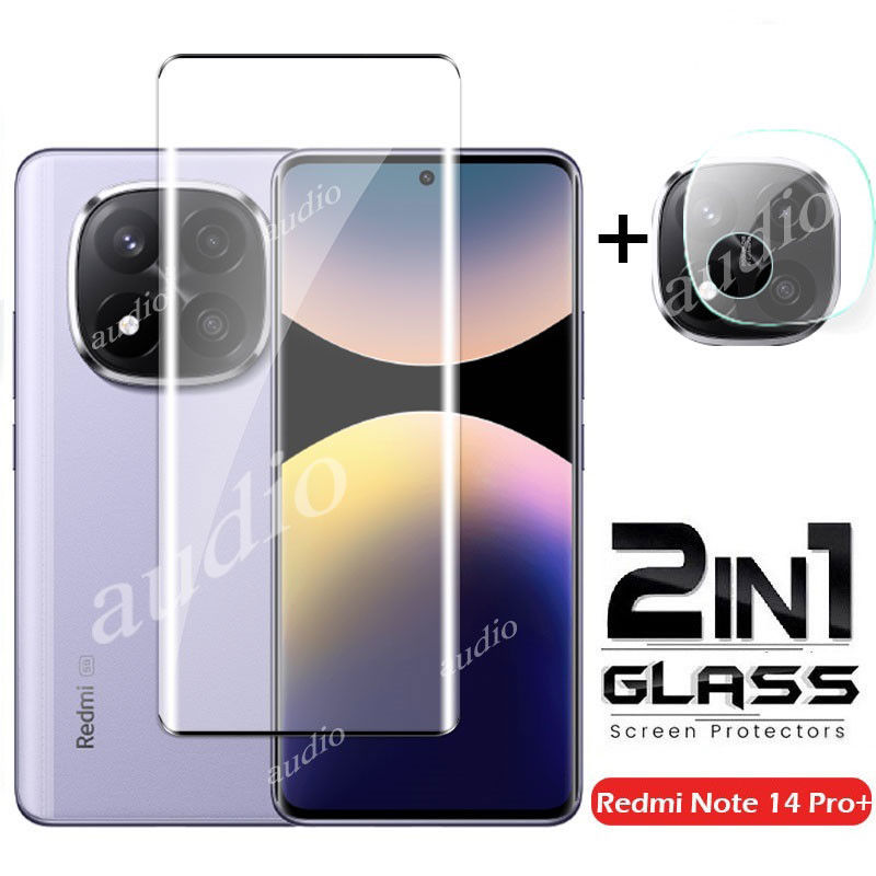 Redmi Note 14 Pro+ 5G 2in1 Kính cường lực bảo vệ màn hình 3D uốn nóng cho Redmi Note 14 Pro Pro+ 5G 4G 2025 Bảo vệ màn hình Phim ống kính HD cho Redmi Note14Pro+ 5G Phim bảo vệ