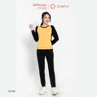 Bộ thể thao nữ SUNFLY cotton compact áo dài quần dài SS5768 đồ bộ nữ đồ mặc nhà chất liệu cao cấp, thiết kế trẻ trung