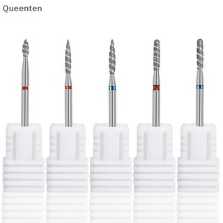 Queenten Nail Bits Ngọn lửa Cuticle Drill Bit Máy cắt móng tay Máy khoan Burr Phụ kiện Máy đánh bóng móng tay xoắn ốc Công cụ QT