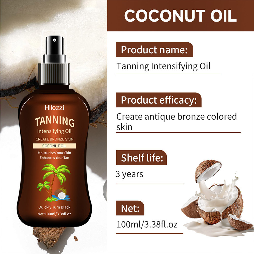100ml Black Coconut Tanning Oil - Natural Bronzing & Moisturizing Oil for Sun Tanning