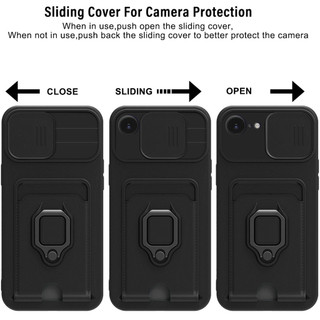 Dành Cho iphone 16E / 17E Ốp Lưng 4 Trong 1 Trượt Camera Bao Đựng Thẻ Đứng Vuông Freebie Dây Chống Sốc Chống Rơi Mỏng Mềm TPU Cover