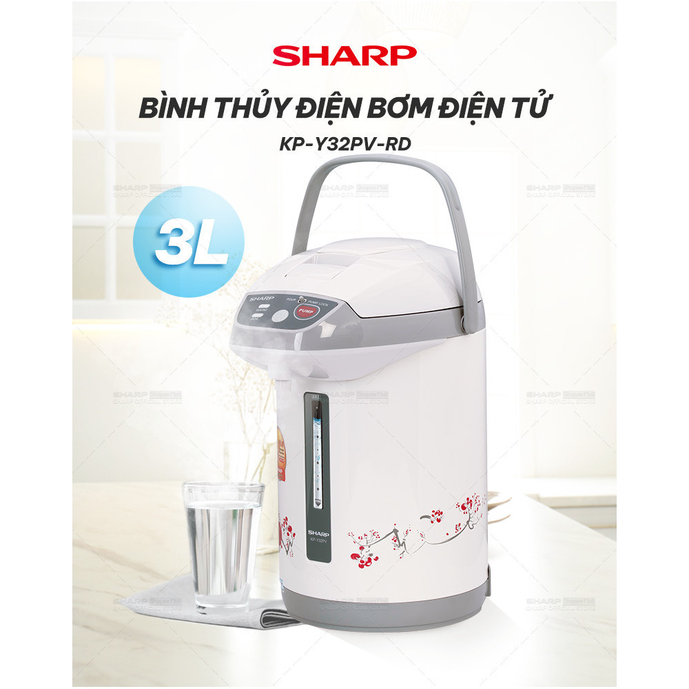 Bình thủy điện Sharp KP-Y32PV-RD dung tích 3L- Bảo hành chính hãng 12 ...