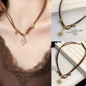 Vòng cổ hoa mặt trời mới Vòng cổ xương đòn thời trang và đa năng Mặt dây chuyền Vòng cổ Trang sức