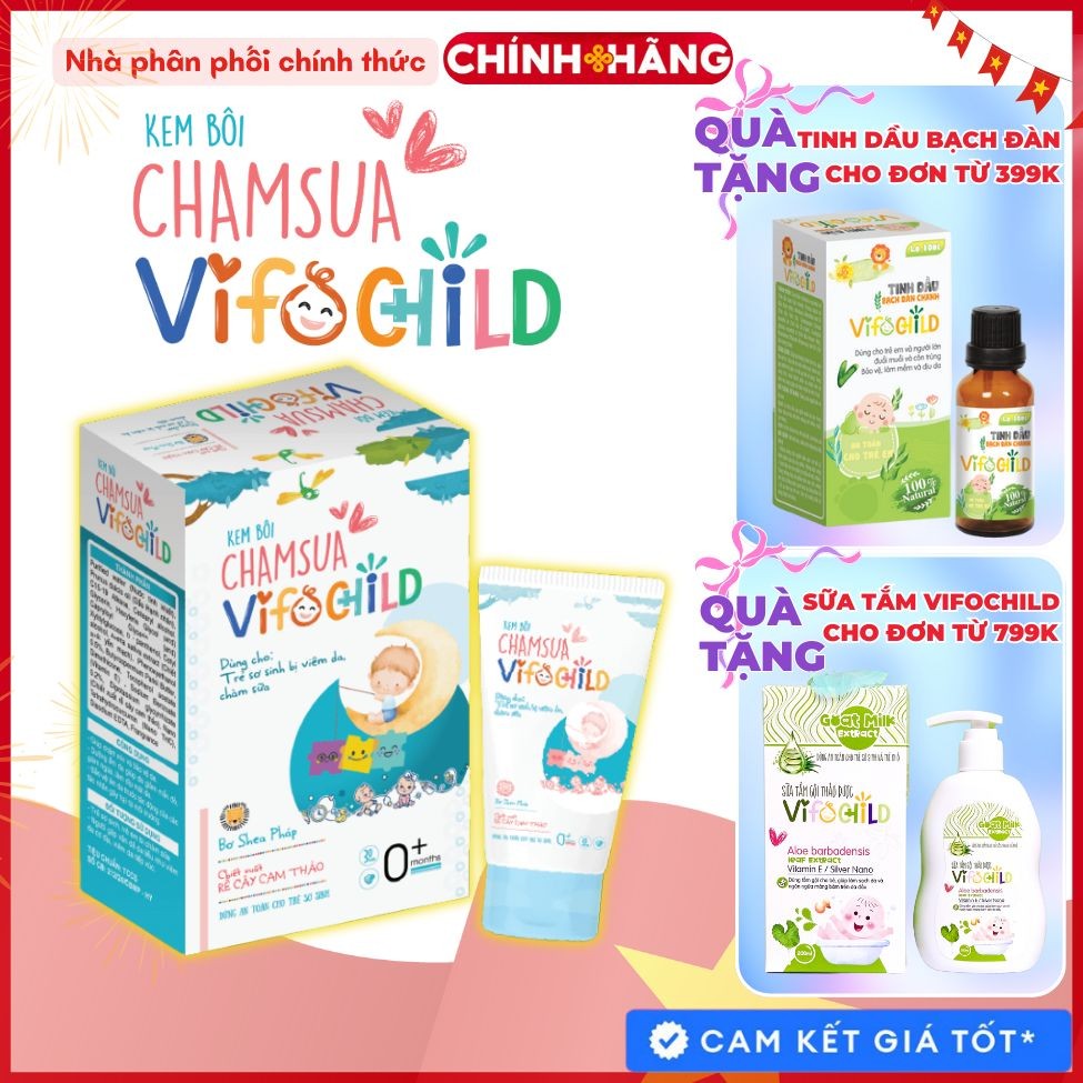 Kem bôi Chàm Sữa VIFOCHILD 30g Hỗ trợ giảm mụn sữa Viêm da cơ địa Mẫn đỏ Dịu mát da cho bé Baby 3