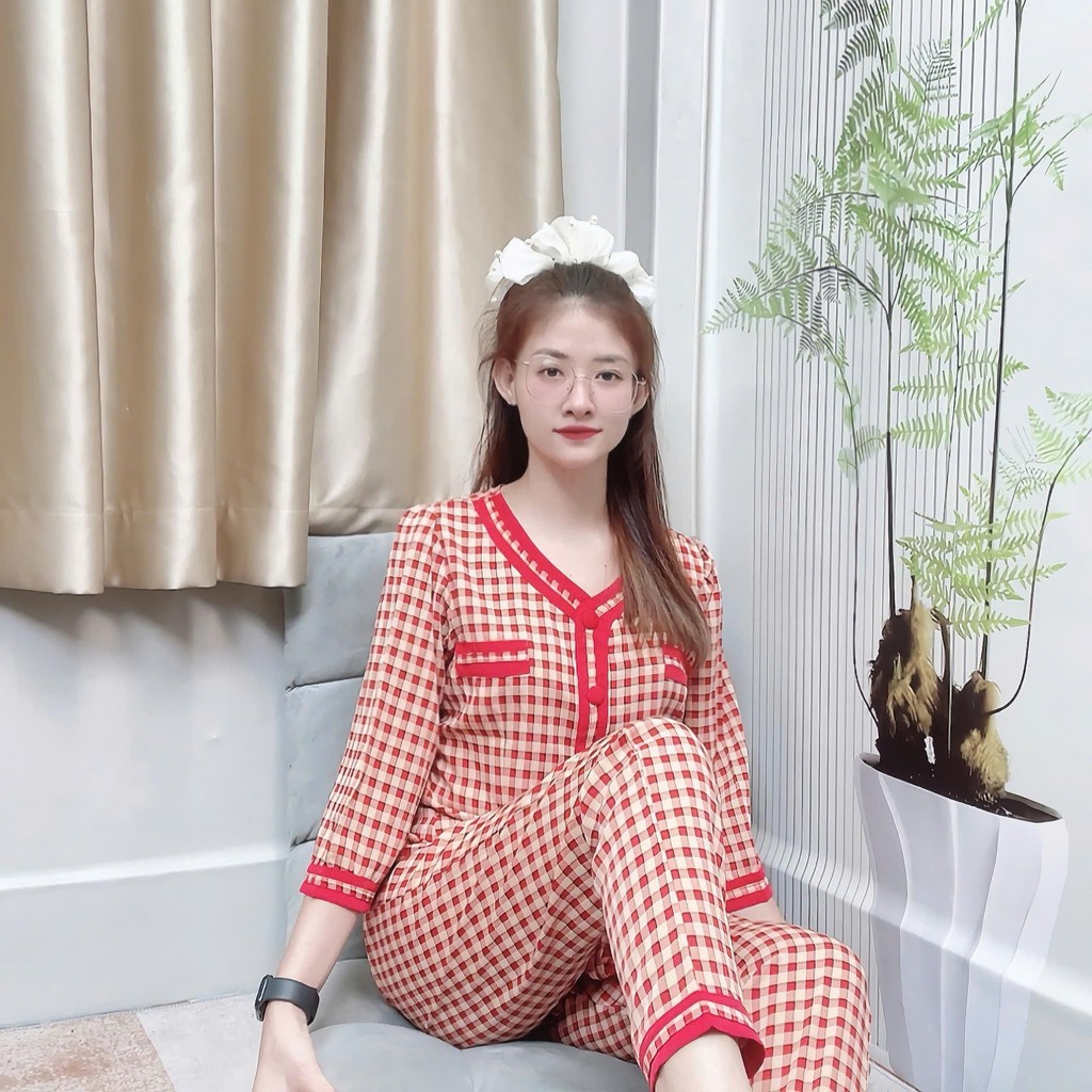 [ Xã Kho ] Đồ bộ cổ chữ Y tay lở quần dài lụa mango từ 40 đến 69kg