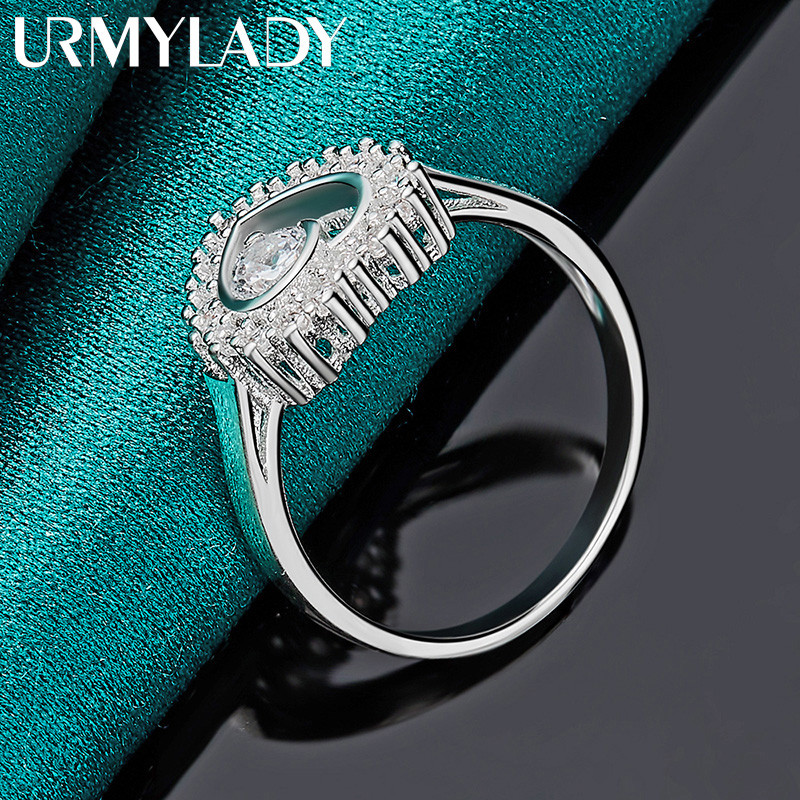 URMYLADY Bạc 925 Tình Yêu Zircon 7-10 # Nhẫn Dành Cho Nữ Người Yêu Cưới Thời Trang Quyến Rũ Trang Sức