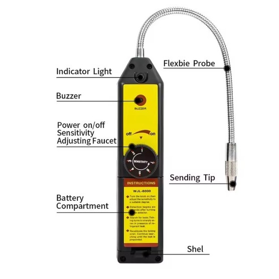 Máy dò rò rỉ khí CFC HFC Halogen Điều hòa không khí lạnh Freon R410a R22a R134a Đồng hồ đo khí Điện lạnh tự động