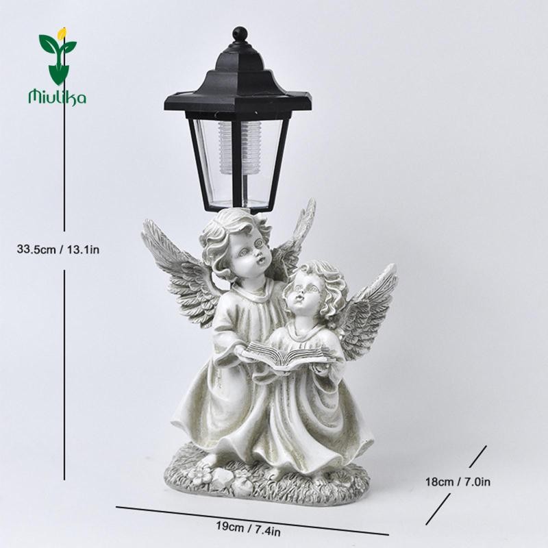 Miulika Đèn Năng Lượng Mặt Trời Vườn Tượng Trang Trí Bộ Sưu Tập Điêu Khắc Quà Tặng Sinh Nhật Thủ Công Nhựa Thiên Thần Trang Trí Cho Gia Đình Chậu Hoa Sân Bãi Cỏ
