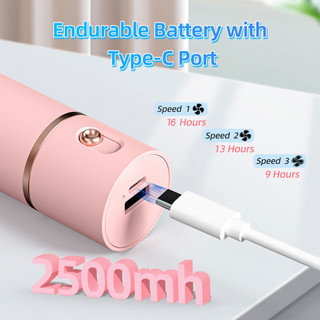 Quạt cầm tay mini dễ thương 3 tốc độ 2500mah GOOJODOQ có pin dự phòng Type-C