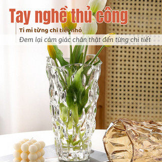 Bình Hoa Pha Lê Bohemia IKEA MAMA Cao Cấp, Thủy Tinh Thủ Công, Tinh Tế, Sang Trọng, Cao 24cm
