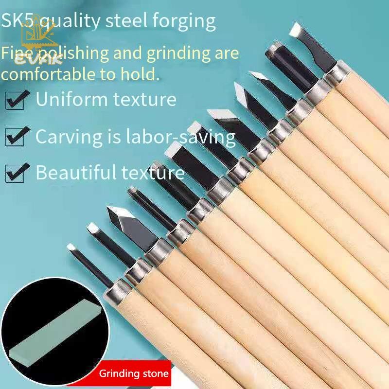 Alittlesetrtu 12 Chiếc Đục Khắc Gỗ Bộ Cắt Cơ Bản & Chế Biến Gỗ Chi Tiết Dụng Cụ Cầm Tay DIY Bộ Bầu VN