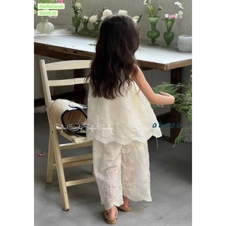 13-40kg (hàng thiết kế) Bộ thô thêu áo quần cổ tròn sofia