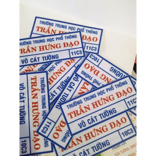 Phù hiệu bảng tên học sinh Trung Học Phổ Thông, bảng tên Cấp 3. Bảng tên in UV ủi là dính kt 2.5x7cm