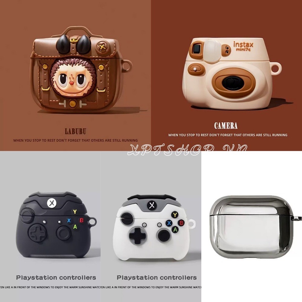 Hộp đựng tai nghe máy ảnh búp bê bằng silicon cho AirPods 4 / 3 / 2 / 1 Vỏ tai nghe Pro / Pro2