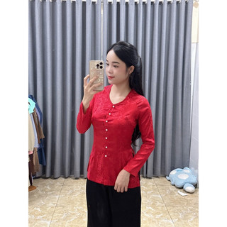 [ Áo lẻ ] áo bà ba cổ tim, bà ba gấm vân hoa nổi
