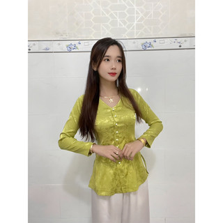 [ Áo lẻ ] áo bà ba cổ tim, bà ba gấm vân hoa nổi