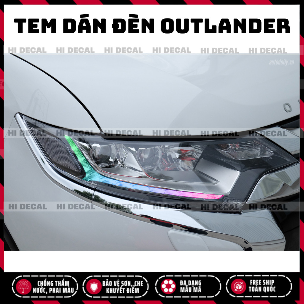 Tem dán đèn Outlander, decal dán đổi màu bảo vệ đèn Outlander dán đèn trang trí xe chống nước bền màu