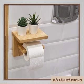 Giá kệ gỗ tự nhiên để giấy vệ sinh, kệ để đồ toilet decor, treo trường trong nhà tắm, nhà vệ sinh