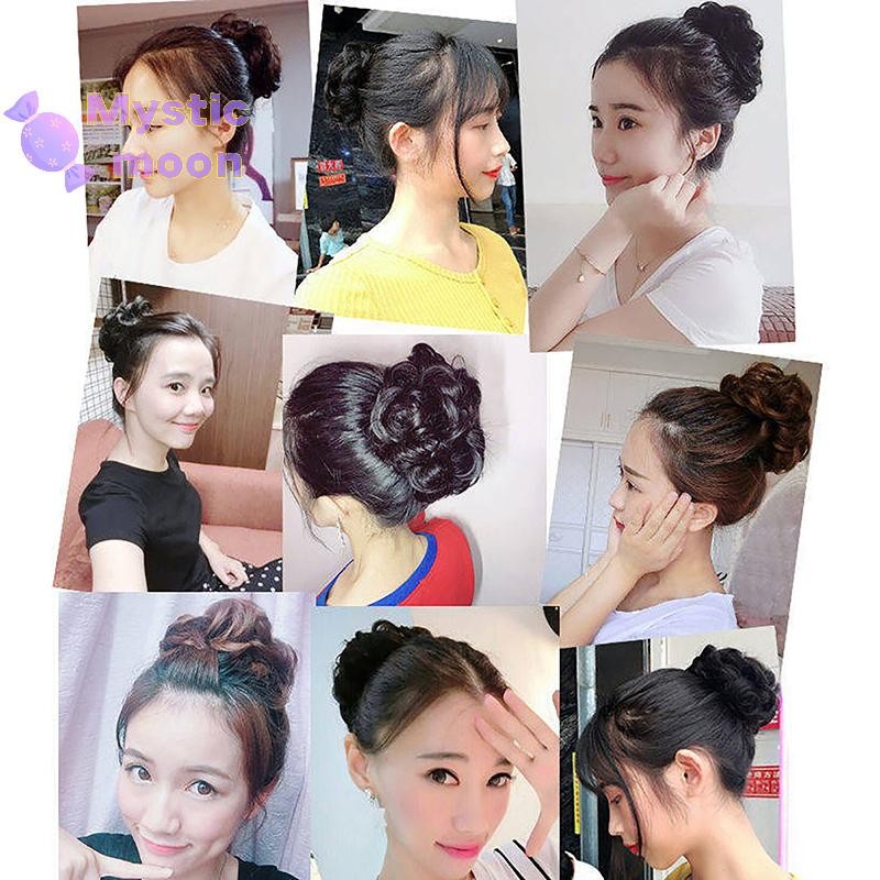 [Huyền bí] Tóc tổng hợp Bun Tóc giả đuôi ngựa Nối dài tóc Scrunchie Sóng đàn hồi xoăn [Mới]