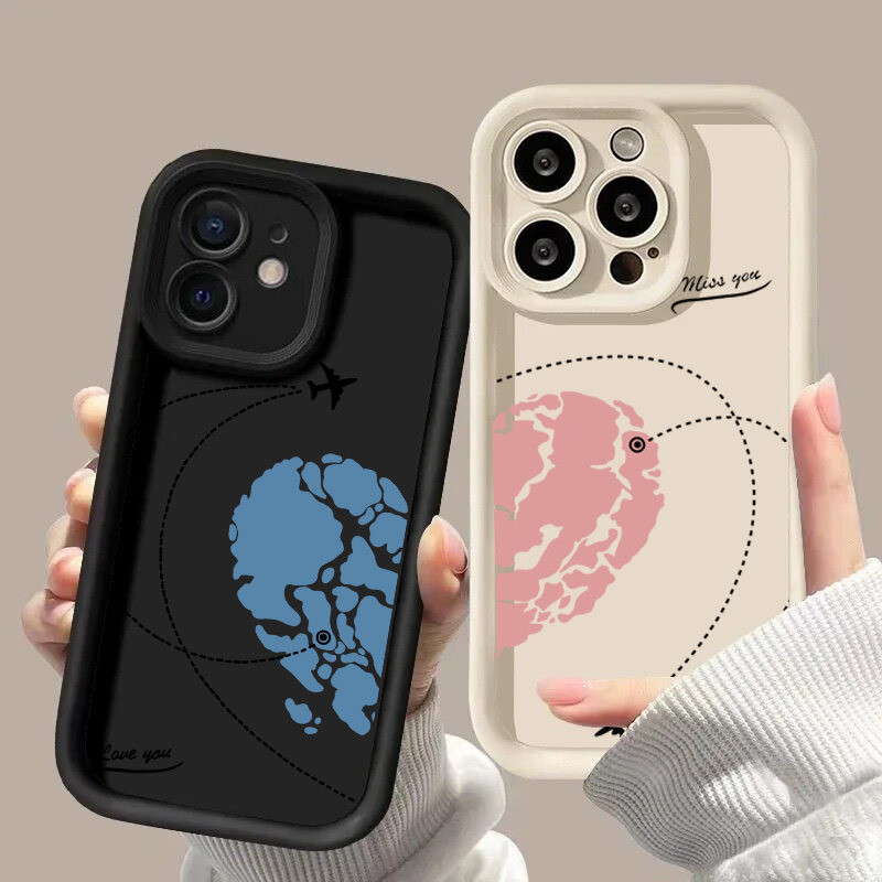 Ốp Điện Thoại Cặp Đôi Trái Tim Tình Yêu Máy Bay Cho OPPO Reno 12 Pro 11F 12F 10 5G 8 11 10 Pro Plus 8T 7 4 5 6 A7Z 8Z F9 F11 A3 Pro A3X Find X8 Cover Silicon Mềm Dễ Thương