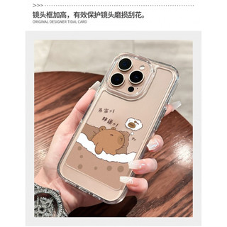 Ốp điện thoại Capybara phong phú cho iPhone16 / 15 / 14 / 13 / 12 / 11 / Pro Max thương hiệu điện thoại Samsung S25 / 24 / 23 / 22 Vỏ bảo vệ cứng trong suốt lỗ lớn chống rơi và chống sốc