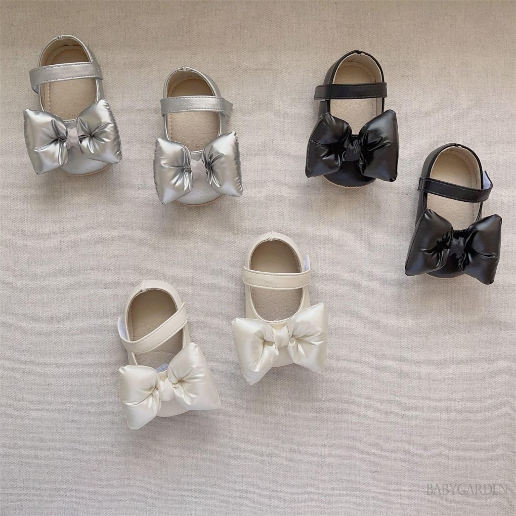 / / -Baby Girls Mary Jane Flats Puffy Bowknot Giày nôi sơ sinh chống trượt