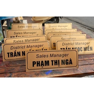 Bảng tên chức danh, bảng Lễ Tân Khách Sạn, biển chức danh in theo yêu cầu mica, TK: 10x24cm
