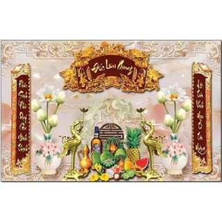 Tranh canvas phòng thờ, mâm ngũ quả, câu đối, liễng thờ, bình phong, hoa sen, tranh trang trí phòng thờ nhiều mẫu.