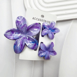 Kẹp tóc hoa plumeria acrylic - Set 3 cái, phù hợp đi biển