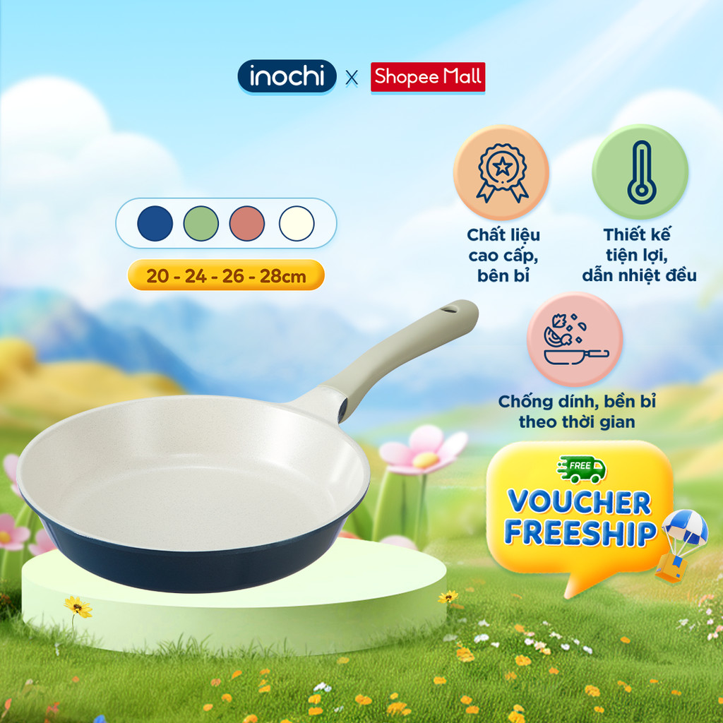 Chảo vân đá Omi Simple Inochi 20cm - 28cm, chảo xào, chảo rán (giao màu ...