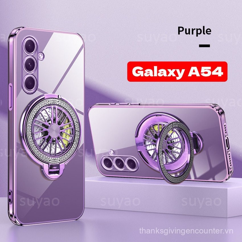 Ốp lưng điện thoại trong suốt cho Samsung Galaxy A54 A34 A14 A55 A35 A25 A15 a05s 5g 2024 2024 Ốp lưng Vòng giá đỡ mạ vỏ lưng bảo vệ chống sốc mềm thời trang chân đế samsunga54