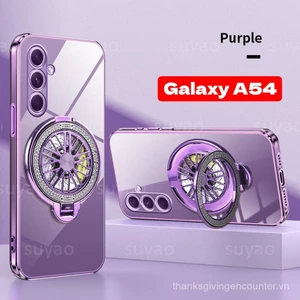 Ốp lưng điện thoại trong suốt cho Samsung Galaxy A54 A34 A14 A55 A35 A25 A15 a05s 5g 2024 2024 Ốp lưng Vòng giá đỡ mạ vỏ lưng bảo vệ chống sốc mềm thời trang chân đế samsunga54