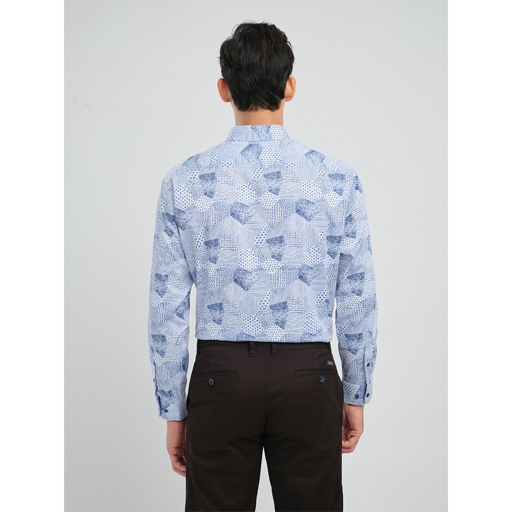 Sơmi dài tay vạt tròn VIETTIEN vải cotton phom regular VT00000276