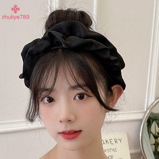 < zhuliye789 > Dây buộc tóc rộng thời trang dành cho nữ Mũ đội đầu vải màu trơn cho bé gái Băng đô xếp li Tóc vòng Phụ kiện tóc nữ